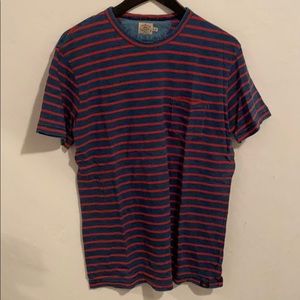 Faherty Indigo/Red Striped Single Pocket Tee Shirt
